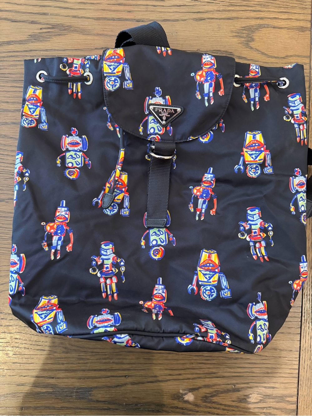 Prada ParachRobot Print Nylon Drawstring Backpack